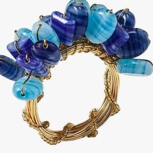 NWT KIM SEYBERT BLUE POPPY NAPKIN RINGS SET OF 2 STUNNING